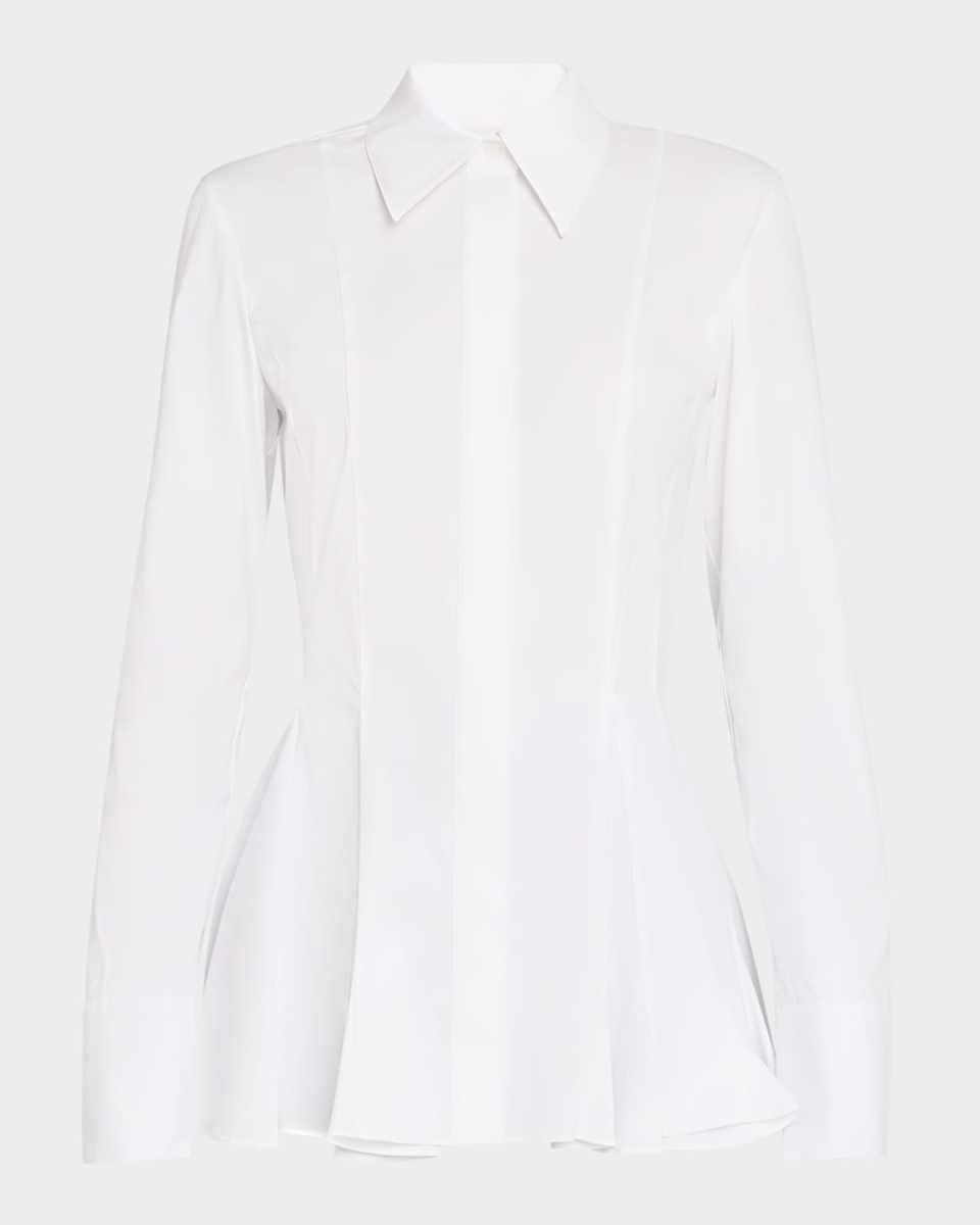 Button-Down Godet Peplum Shirt